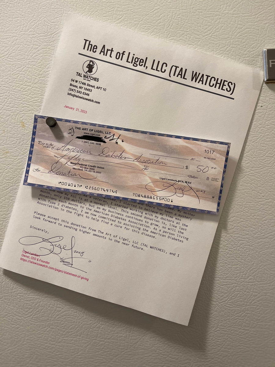 Second Donation to the American Diabetes Association TAL WATCHES