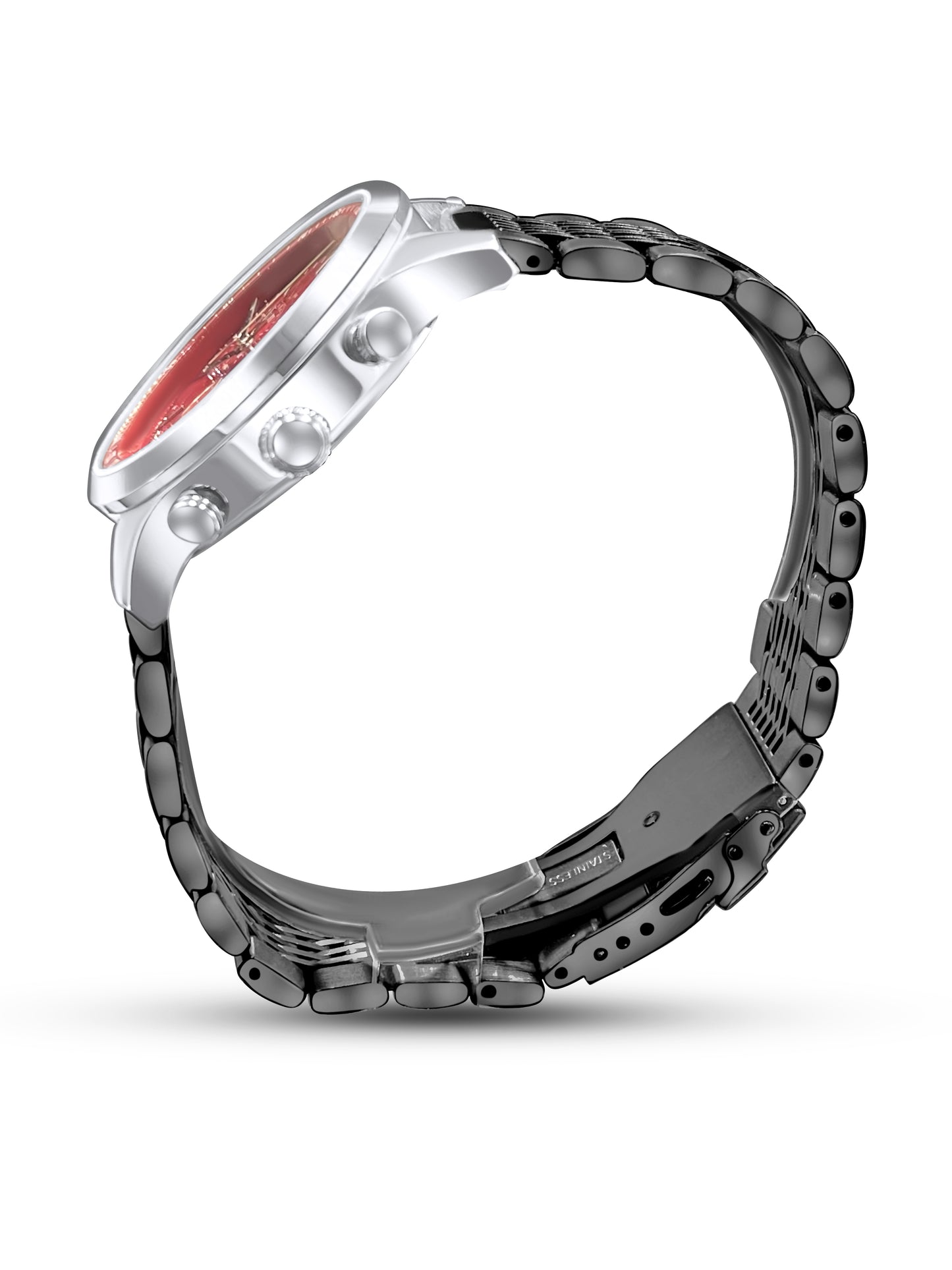 Black Stainless Steel - Chronograph Sapphire Bassy in Red - TAL WATCHES