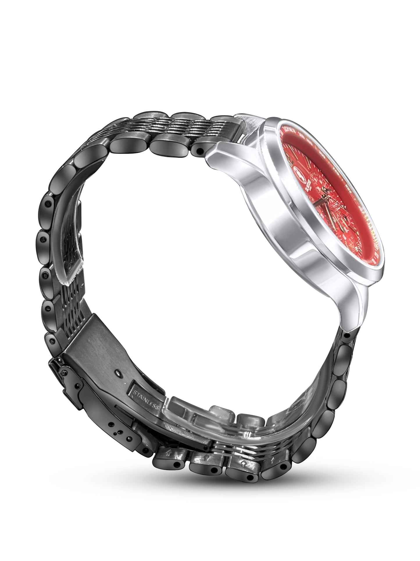 Black Stainless Steel - Chronograph Sapphire Bassy in Red - TAL WATCHES