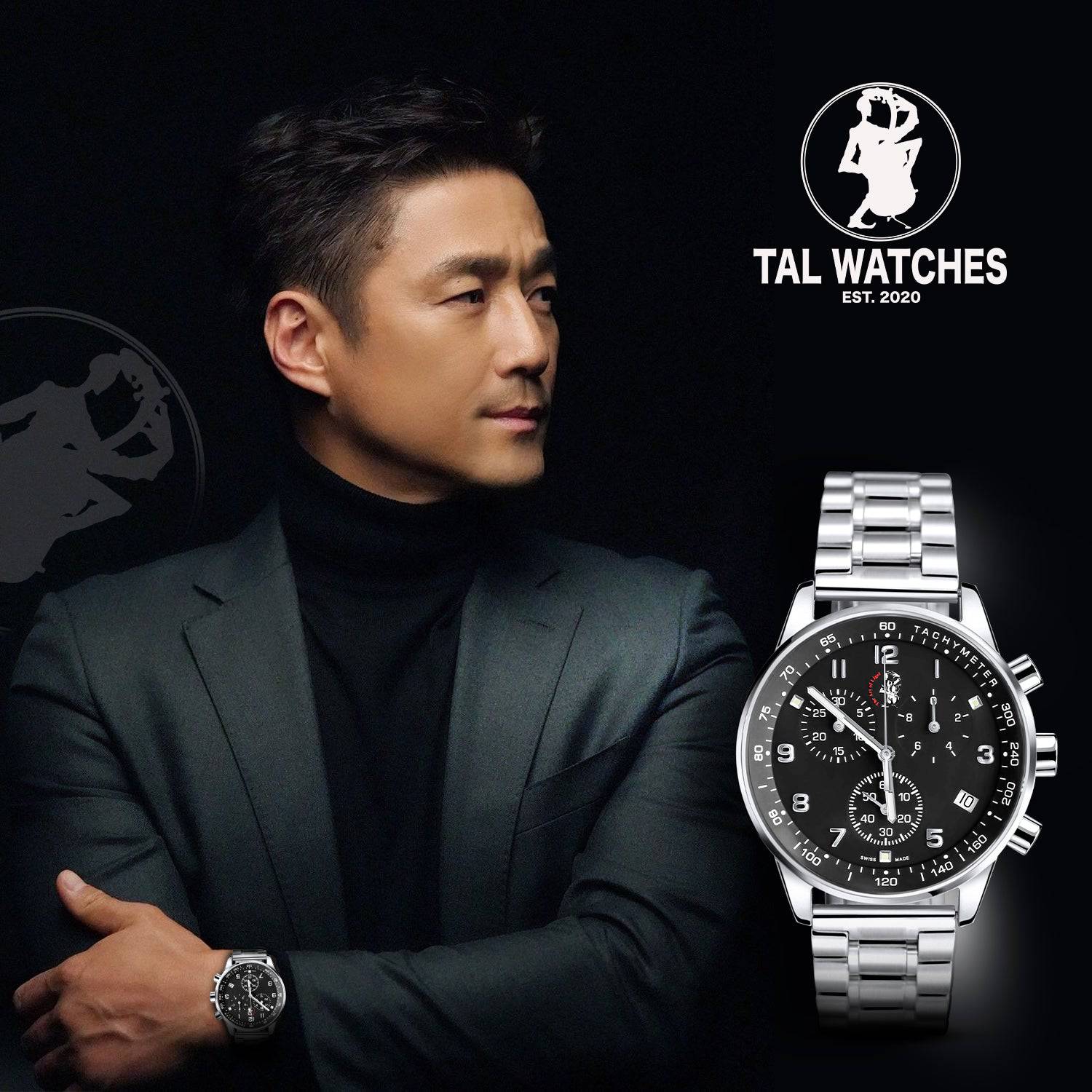 TAL Gentleman’s Timepiece Stainless Steel Arena - Black Dial - TAL WATCHES