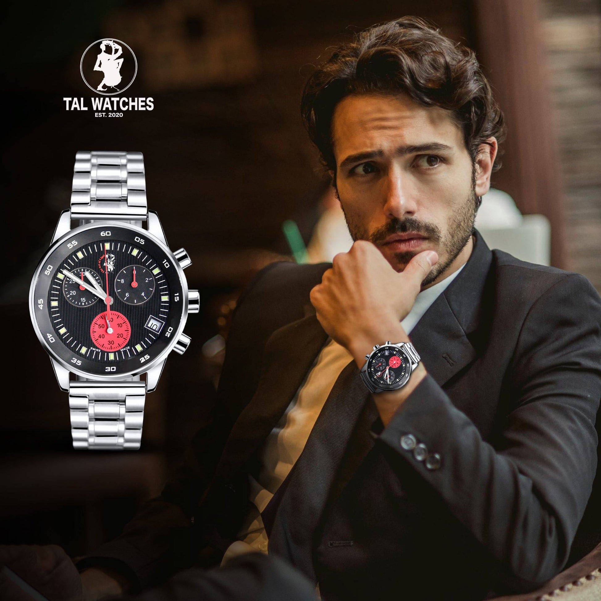 TAL Gentleman’s Timepiece Stainless Steel Chronograph Cosmos - Red Eye - TAL WATCHES