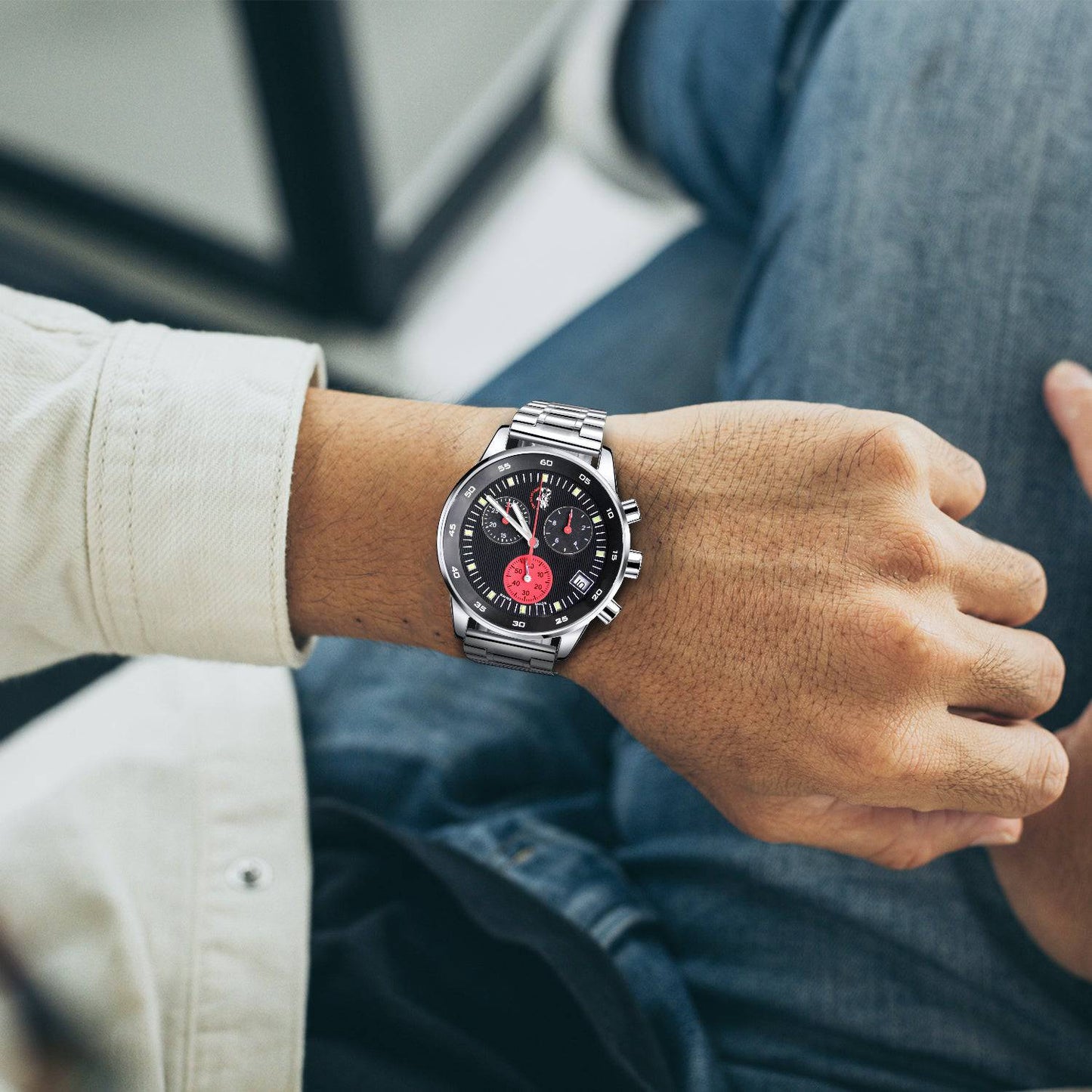 TAL Gentleman’s Timepiece Stainless Steel Chronograph Cosmos - Red Eye - TAL WATCHES