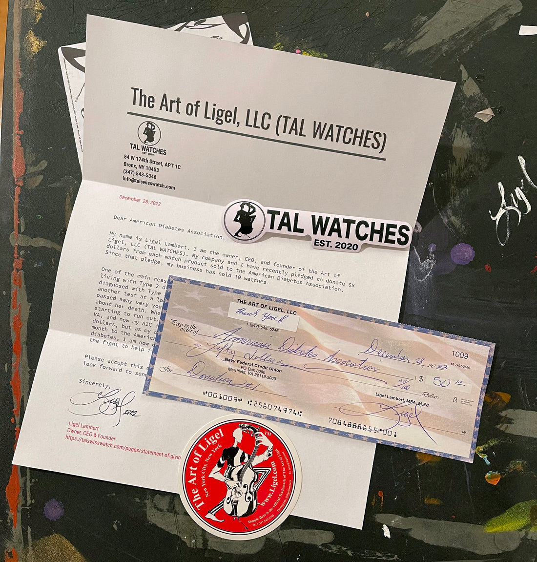 First Donation to the American Diabetes Association