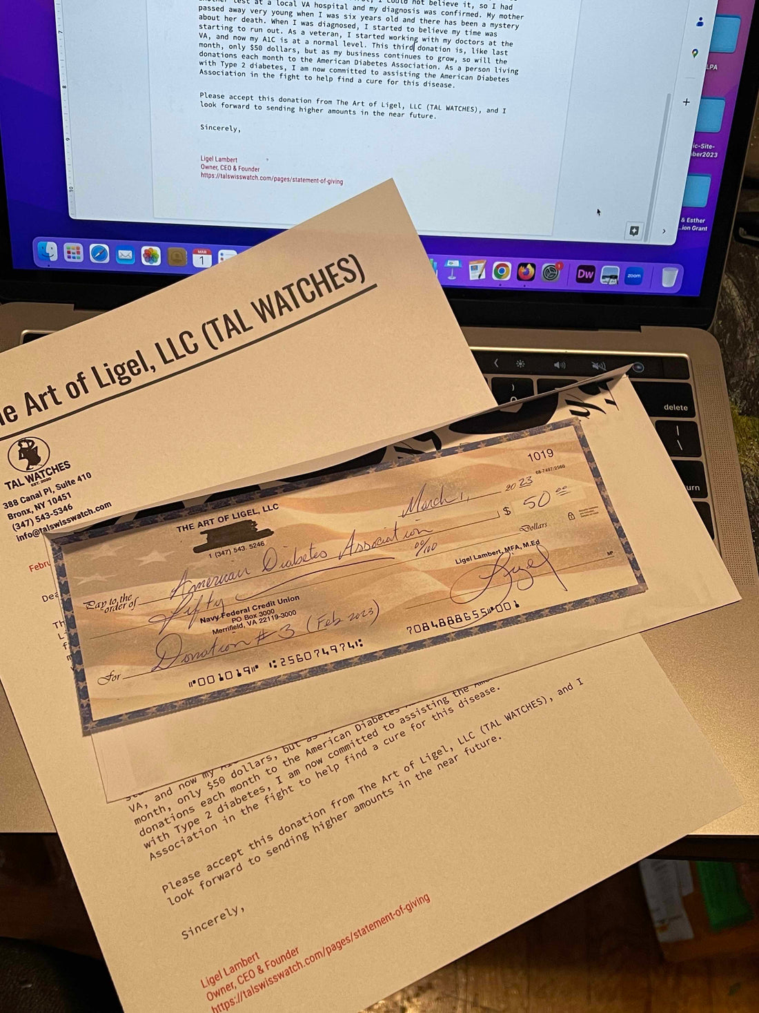 Third Donation to the American Diabetes Association