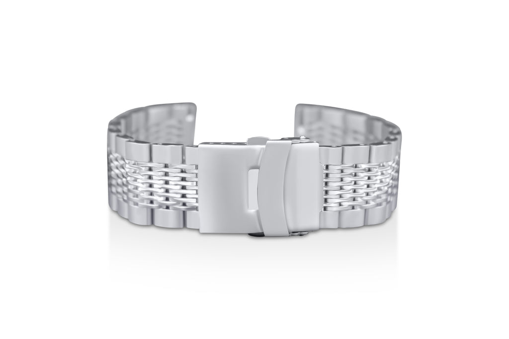 Unisex-Adult Silver Stainless Steel Mesh Wristband - Silver 20mm - 22mm