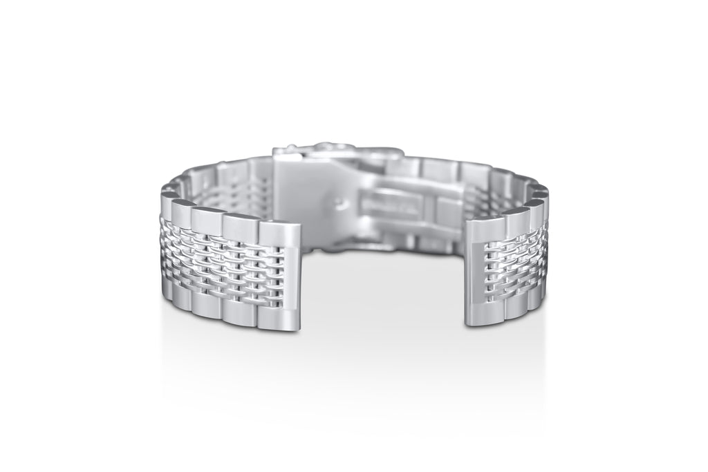 Unisex-Adult Silver Stainless Steel Mesh Wristband - Silver 20mm - 22mm