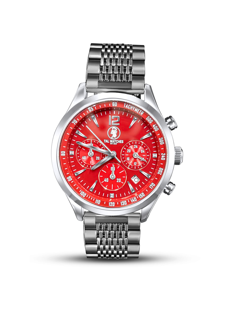 Black Stainless Steel - Chronograph Sapphire Bassy in Red - TAL WATCHES