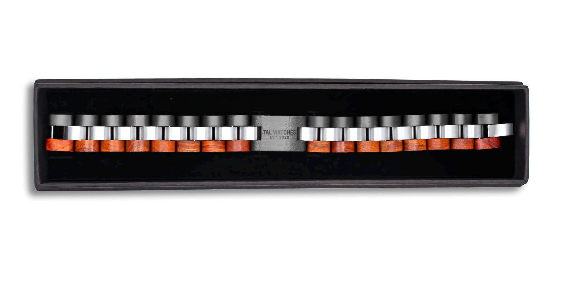 TAL WATCHES - Bassy Bracelet in Stainless Steel & Red Walnut - TAL WATCHES