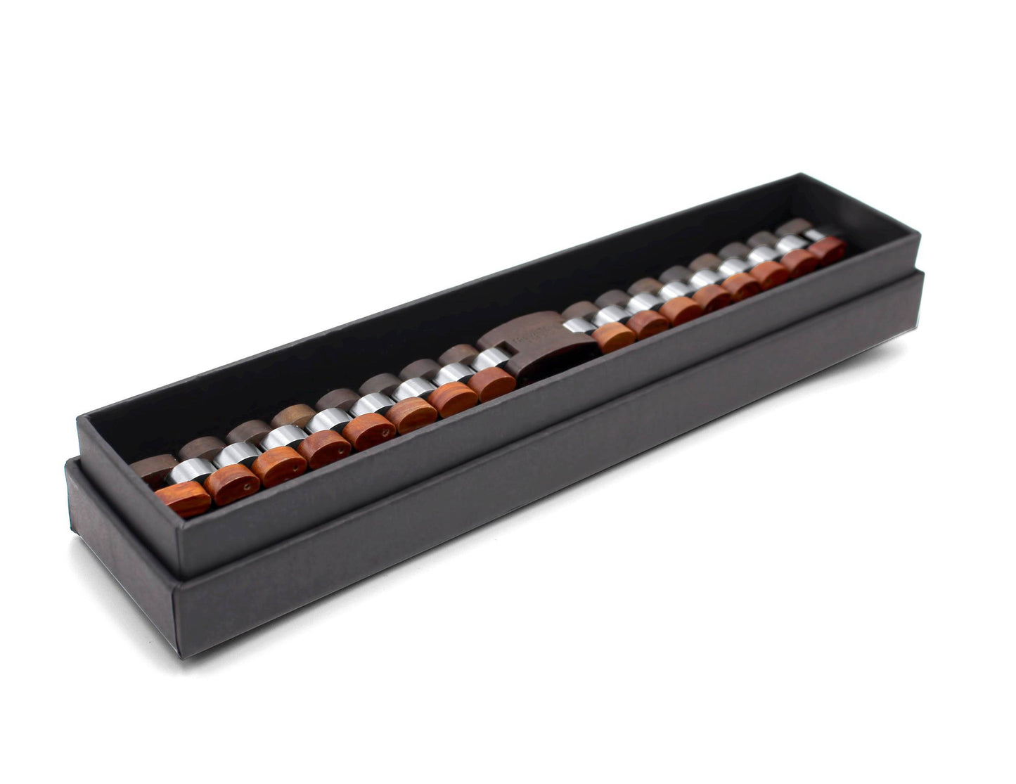 TAL WATCHES - Bassy Bracelet in Stainless Steel & Red Walnut - TAL WATCHES