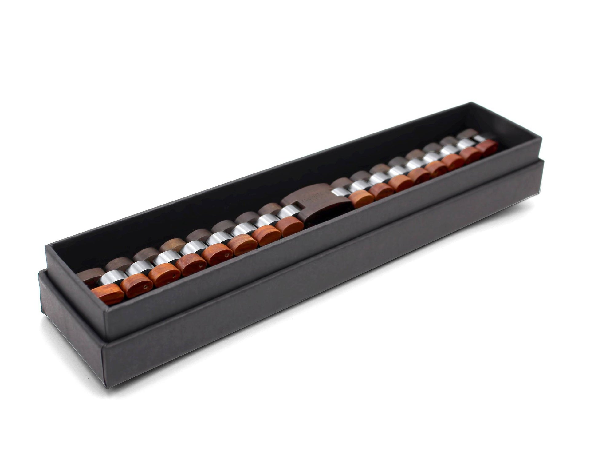 TAL WATCHES - Bassy Bracelet in Stainless Steel & Red Walnut - TAL WATCHES