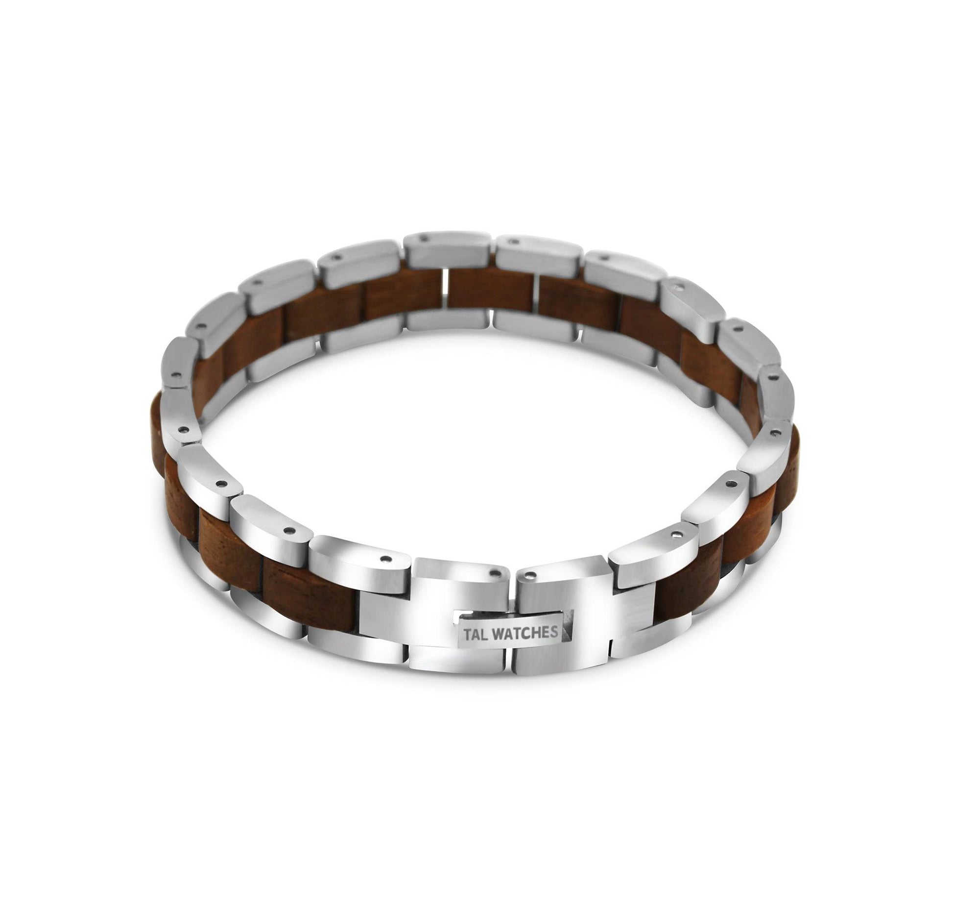 TAL WATCHES - Bassy Bracelet in Stainless Steel & Walnut - TAL WATCHES