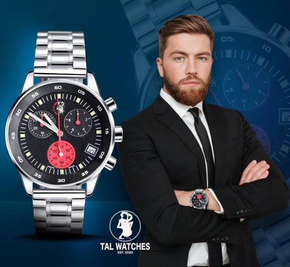 TAL Gentleman’s Timepiece Stainless Steel Chronograph Cosmos - Red Eye - TAL WATCHES