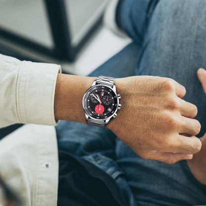 TAL Gentleman’s Timepiece Stainless Steel Chronograph Cosmos - Red Eye - TAL WATCHES