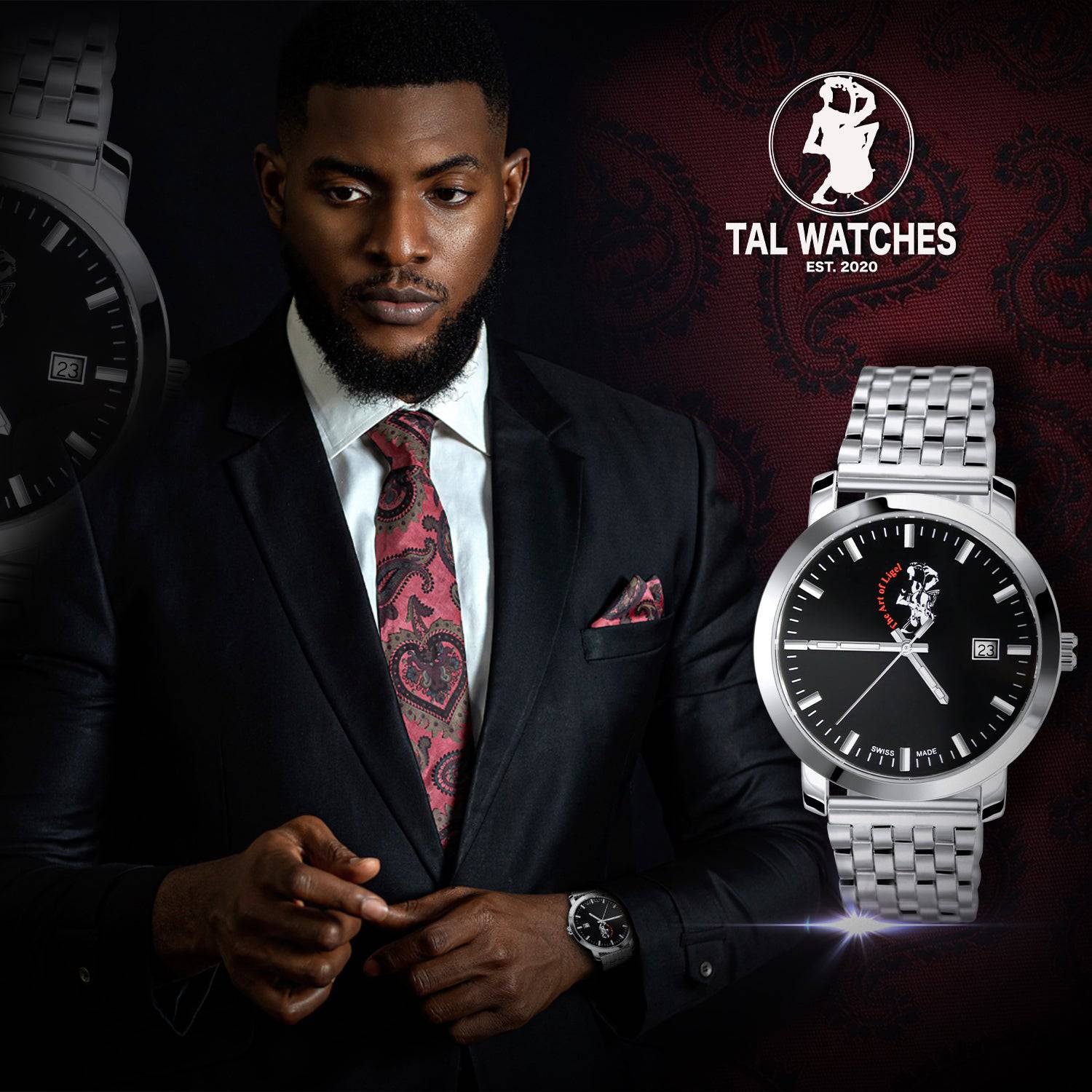 TAL Gentleman's Timepiece - Stainless Steel Classic Black Dial - TAL WATCHES
